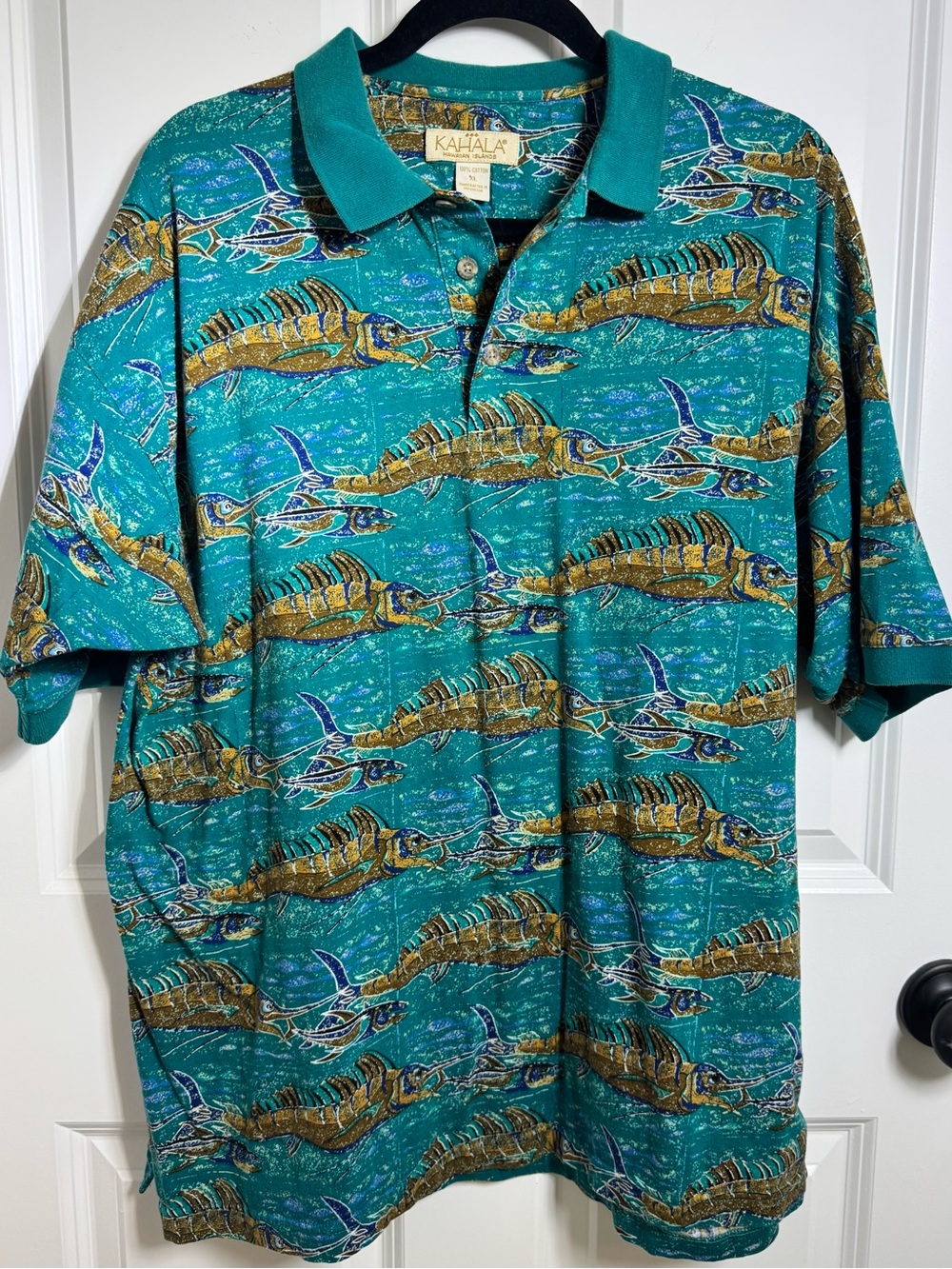Kahala Hawaiian Islands Marlin Sailfish Fishing Polo Shirt XL